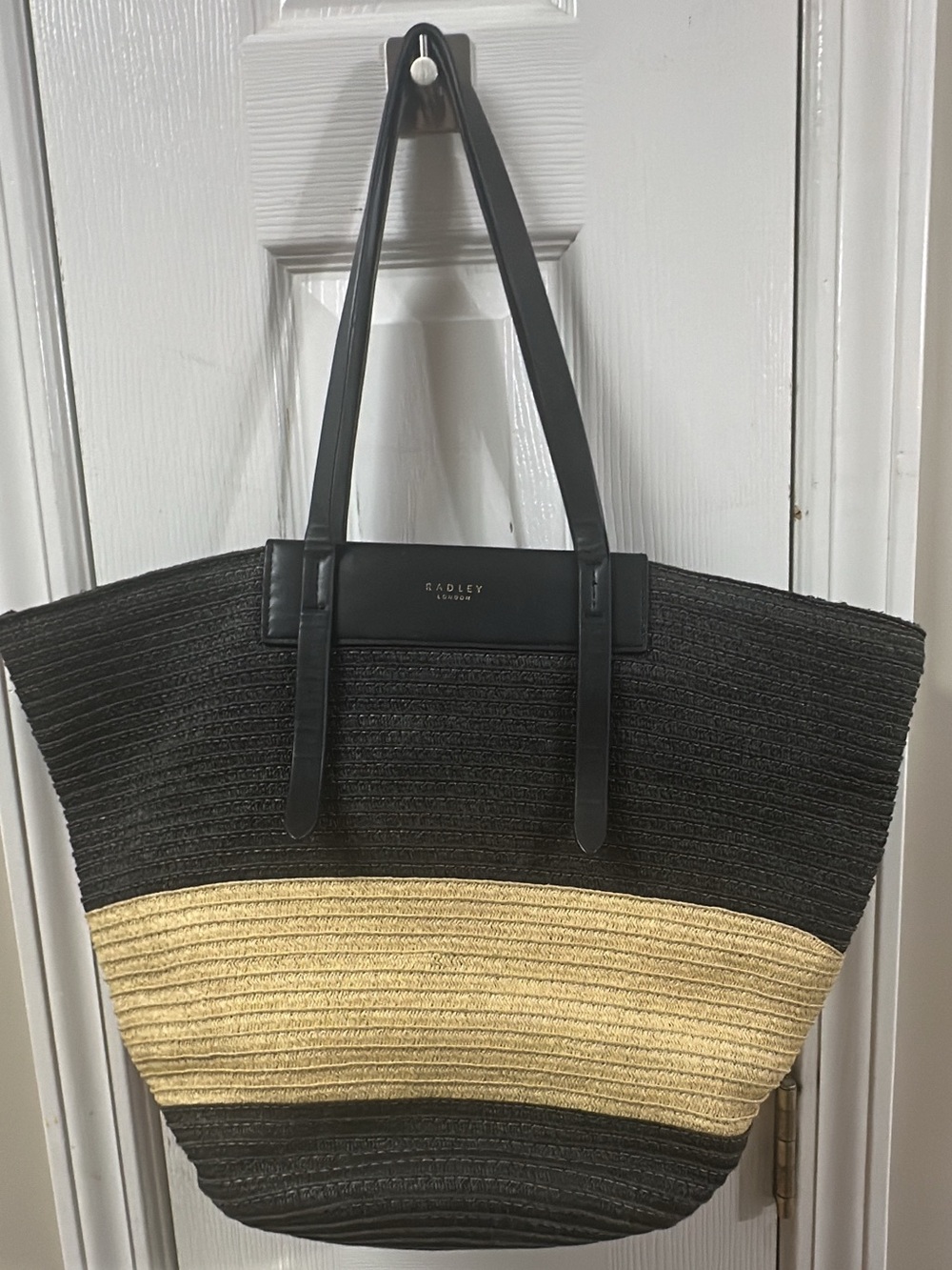 RADLEY LONDON Black and Natural Straw Stripe Tote (bags(26)